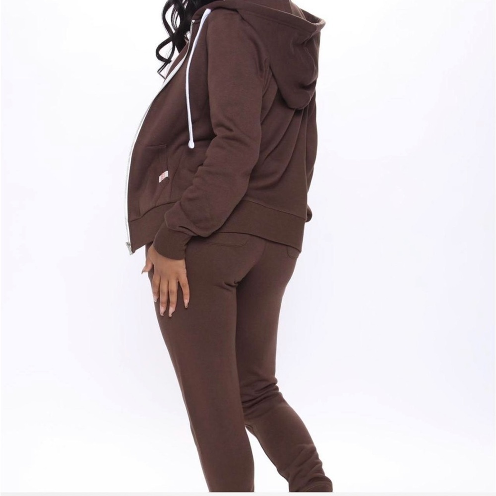Brown Zip Up hoodie Set